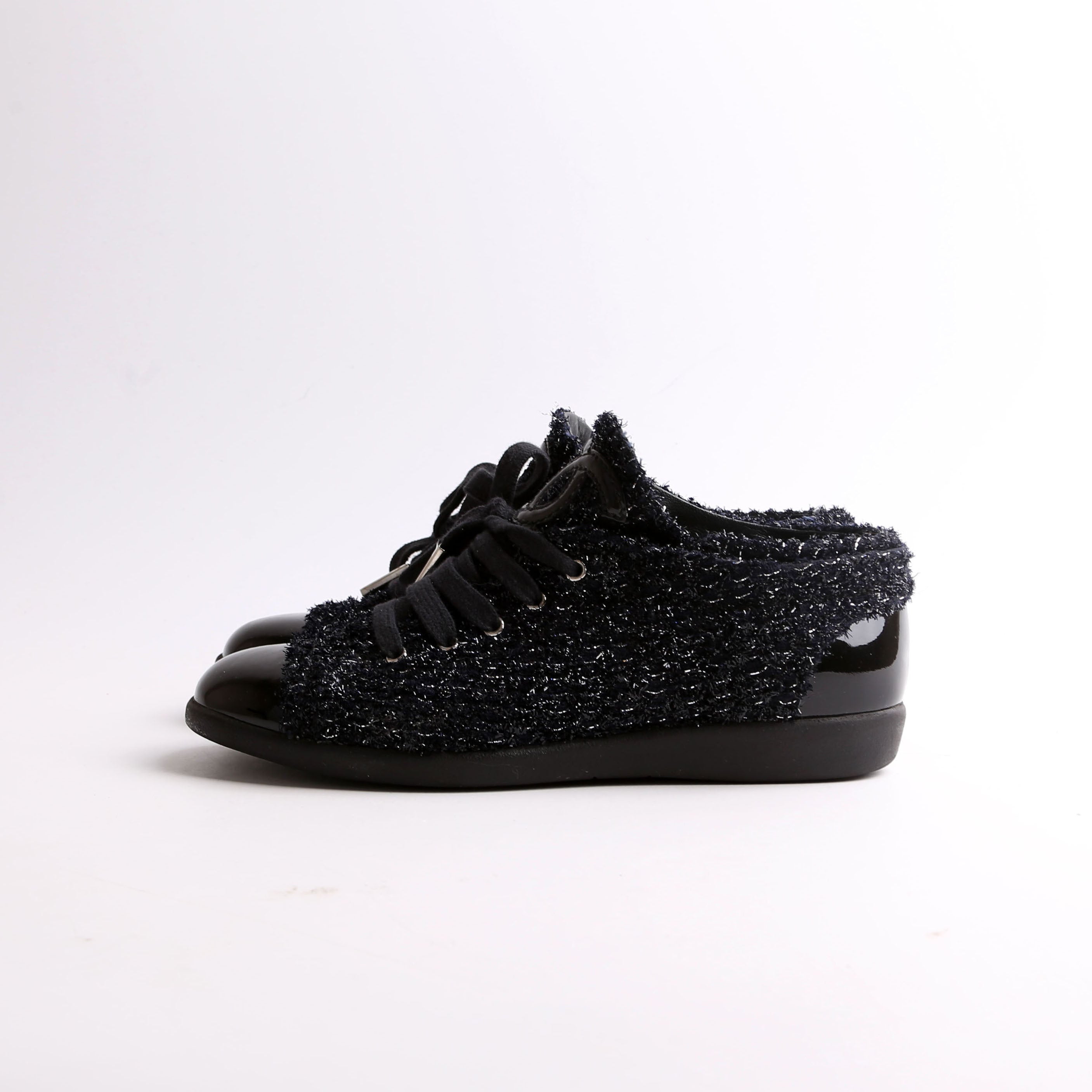 Chanel Tweed/Patent Cap Toe Trainers Size 35.5
