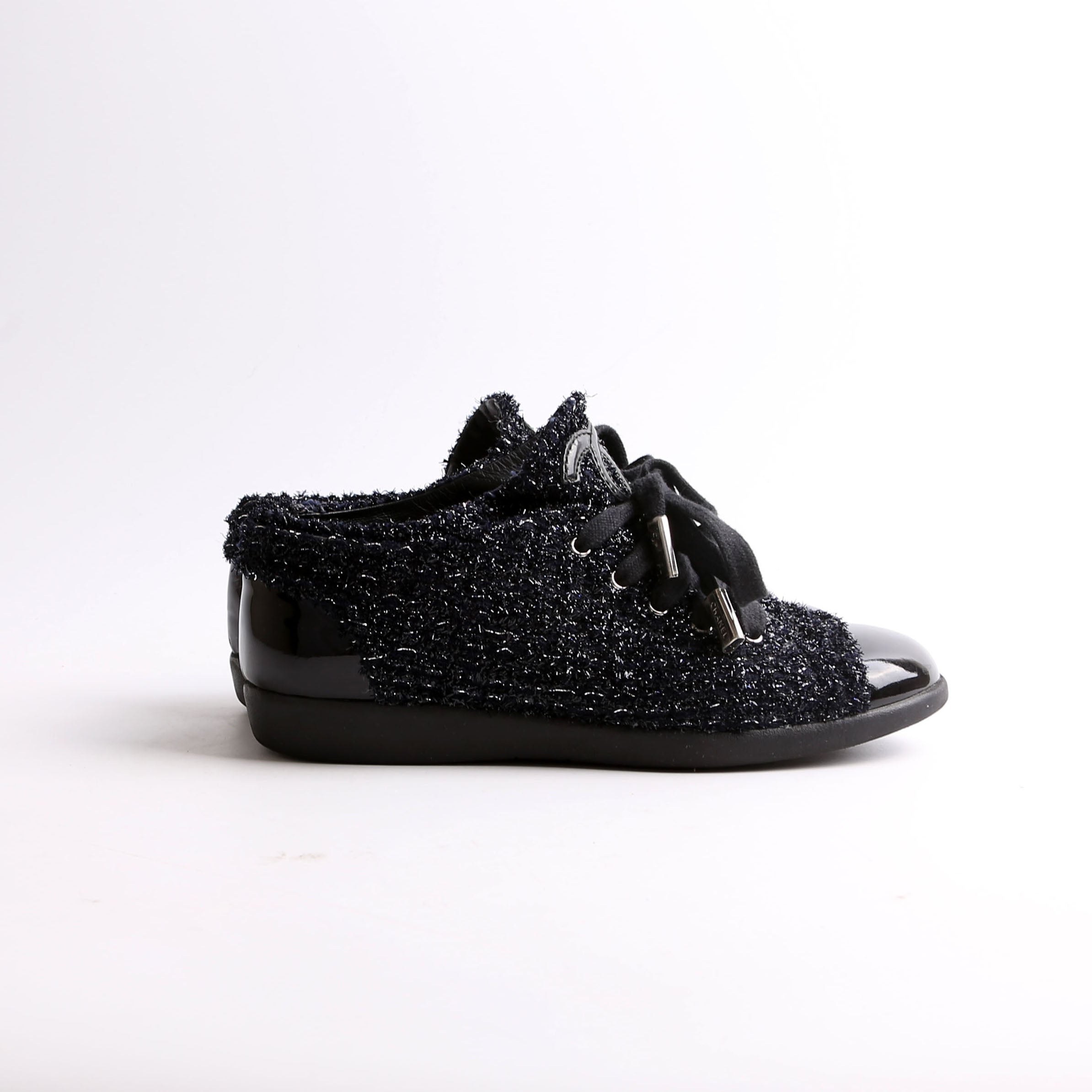 Chanel Tweed/Patent Cap Toe Trainers Size 35.5