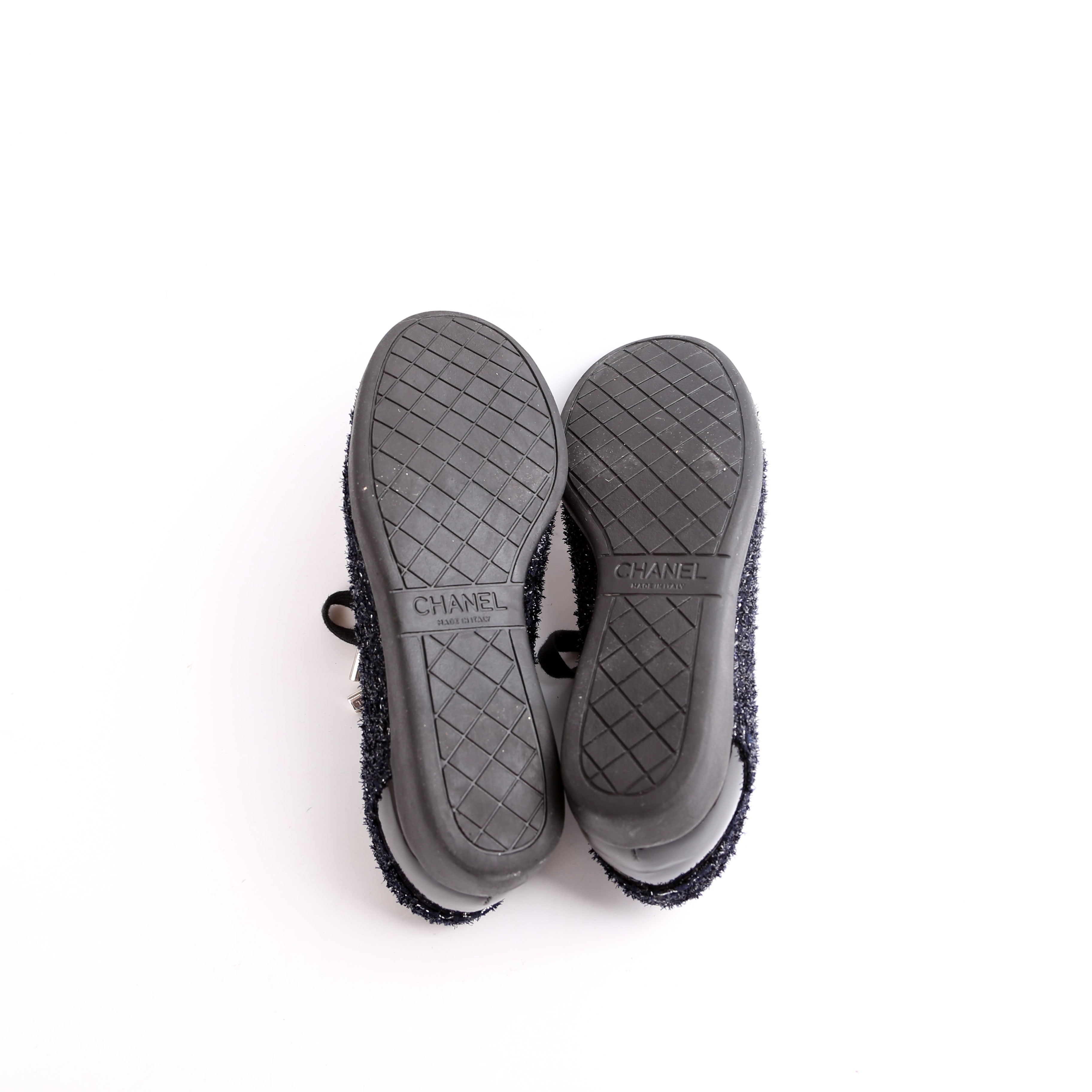 Chanel Tweed/Patent Cap Toe Trainers Size 35.5