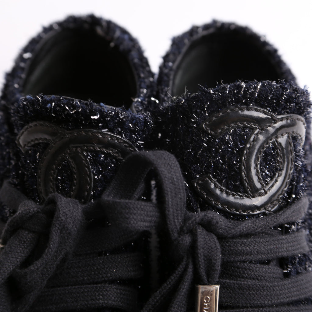 Chanel Tweed/Patent Cap Toe Trainers Size 35.5