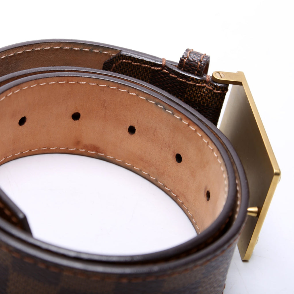Louis Vuitton Inventeur Buckle Damier Ebene Belt Size 80/32 Brown