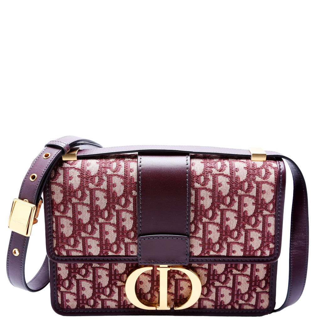 Christian Dior 30 Montaigne Oblique Flap Bag Burgundy