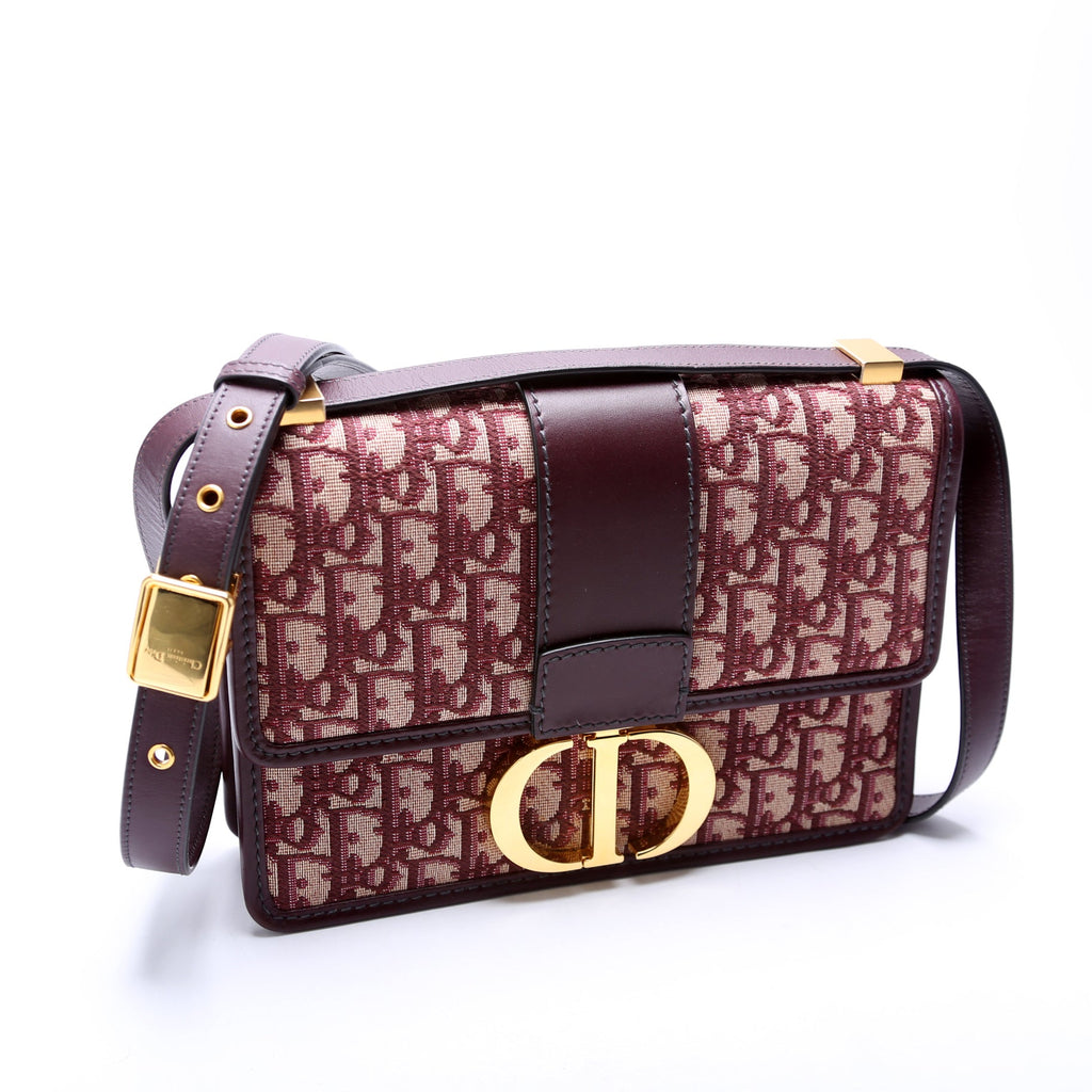 Christian Dior 30 Montaigne Oblique Flap Bag Burgundy