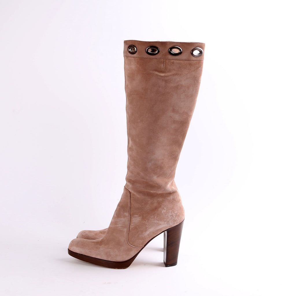Saint Laurent Knee High Suede Boots Size 38