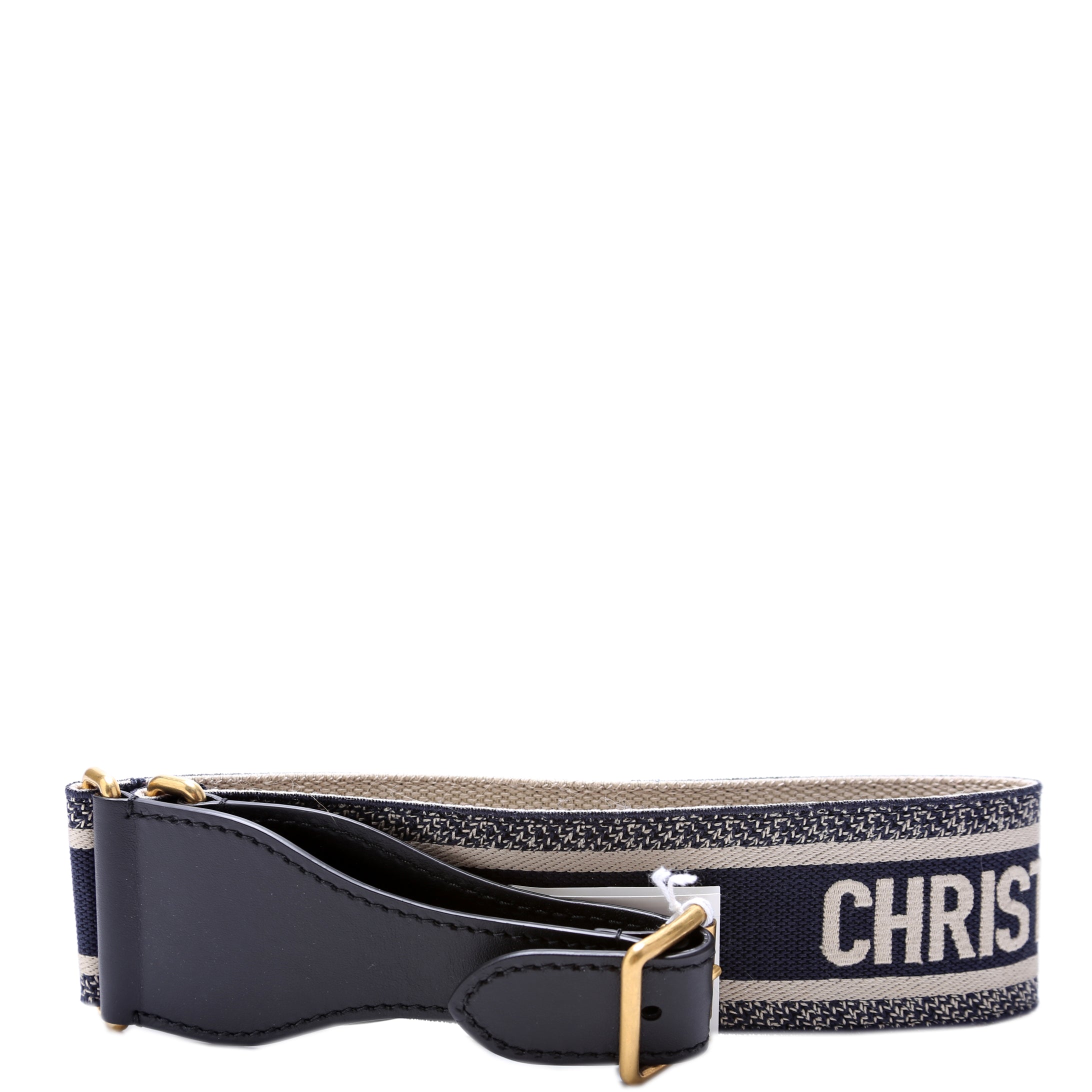 Christian Dior Embroidered Wide Canvas Waist Belt 85/34 Navy/Beige