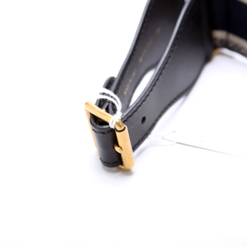 Christian Dior Embroidered Wide Canvas Waist Belt 85/34 Navy/Beige