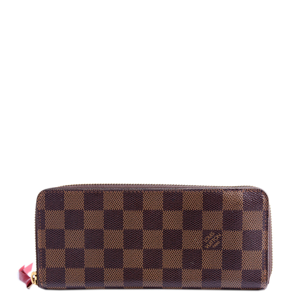 Louis Vuitton Clemence Wallet Damier Ebene Red