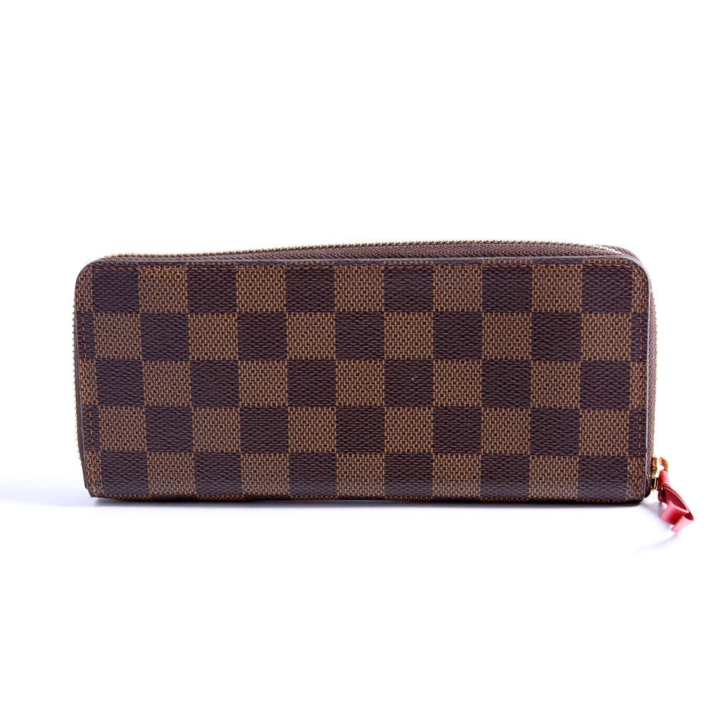 Louis Vuitton Clemence Wallet Damier Ebene Red