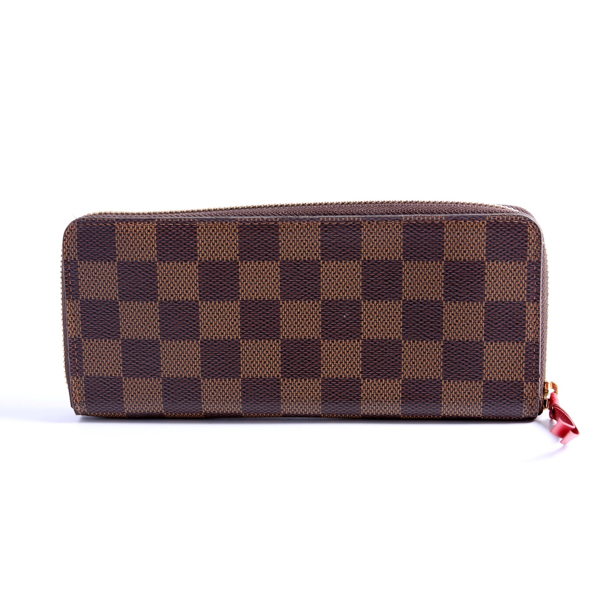 Louis Vuitton Clemence Wallet Damier Ebene Red