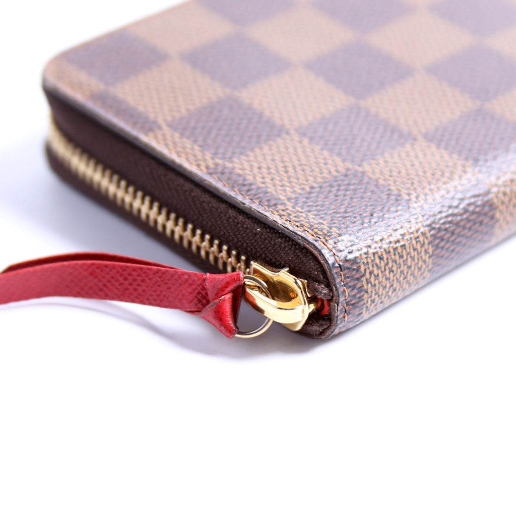 Louis Vuitton Clemence Wallet Damier Ebene Red