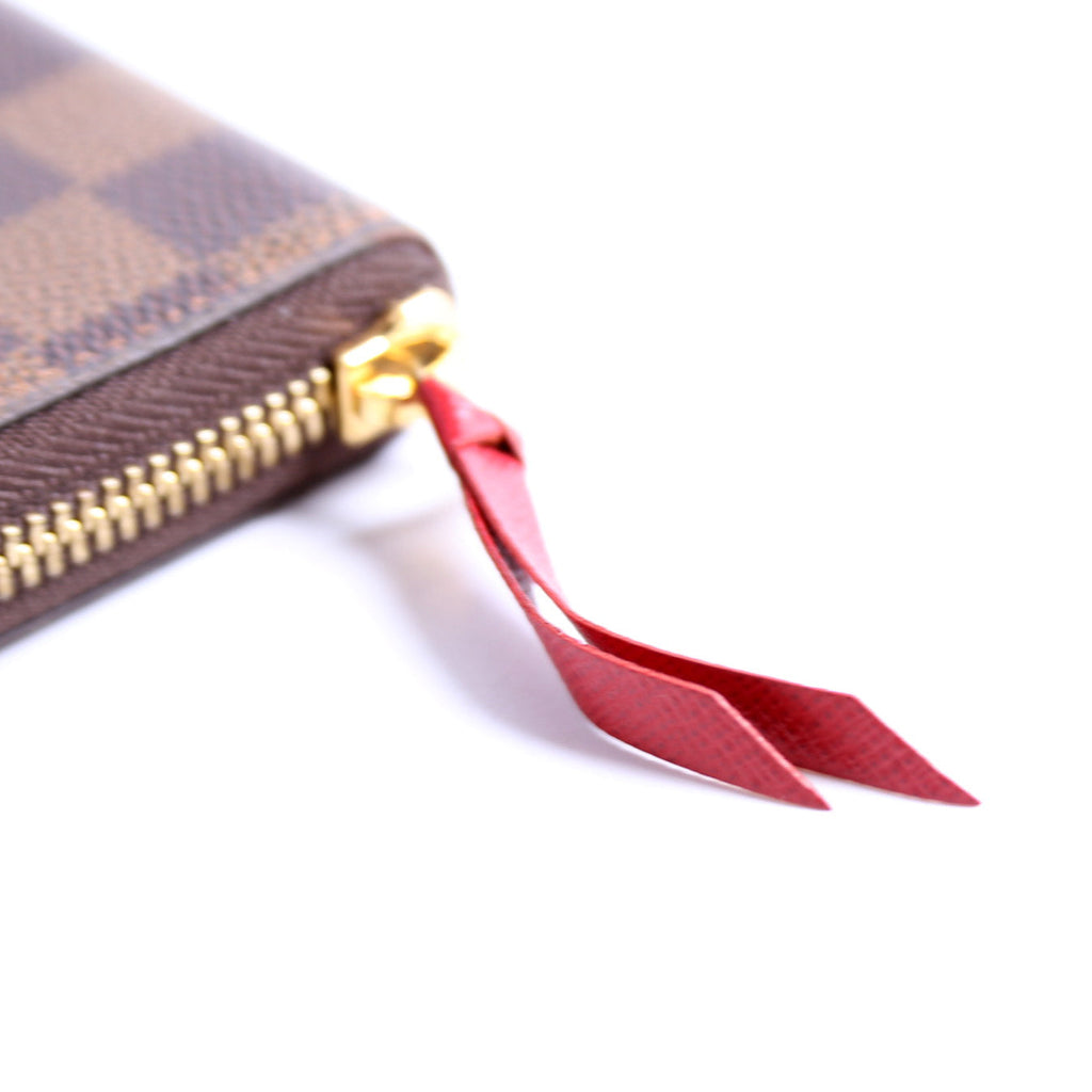 Louis Vuitton Clemence Wallet Damier Ebene Red