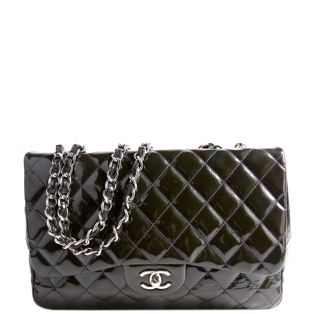 Chanel Classic Flap Jumbo Patent 13M Green