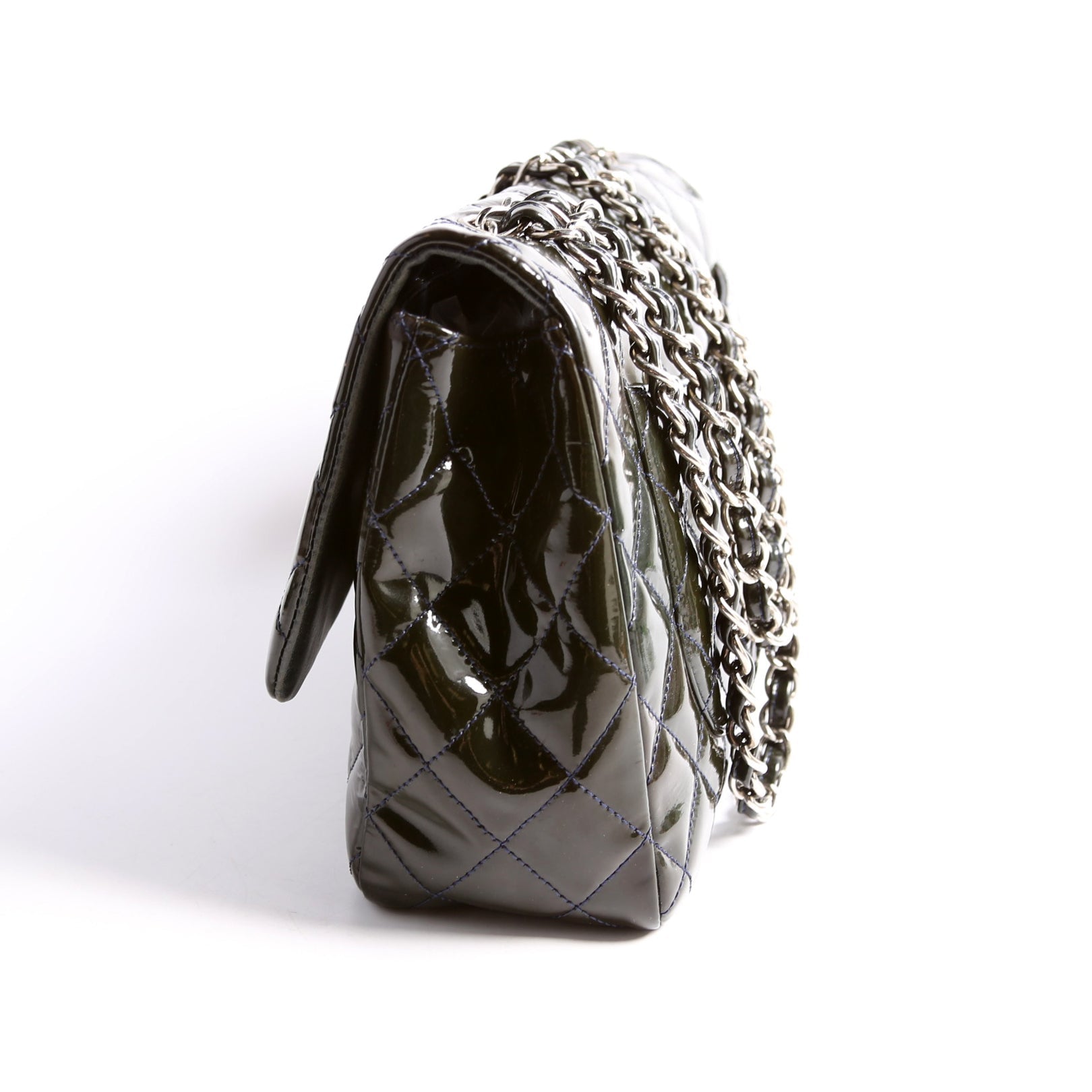 Chanel Classic Flap Jumbo Patent 13M Green
