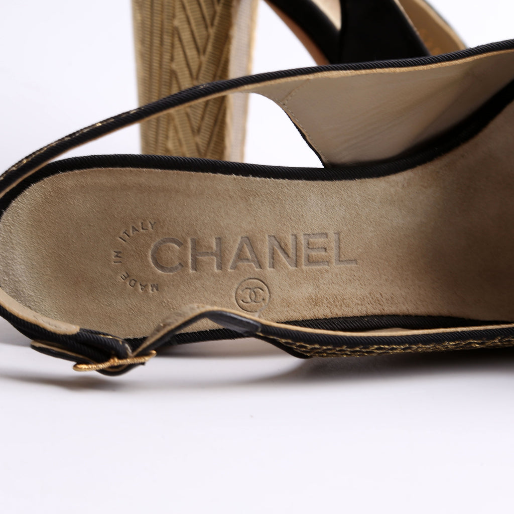 Chanel Latice Camellia Slingback Pumps Size 37