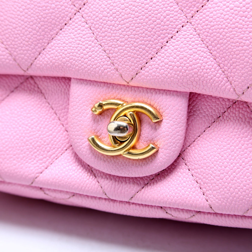 Chanel Classic Flap Mini Sweetheart Chain Caviar RFID Pink