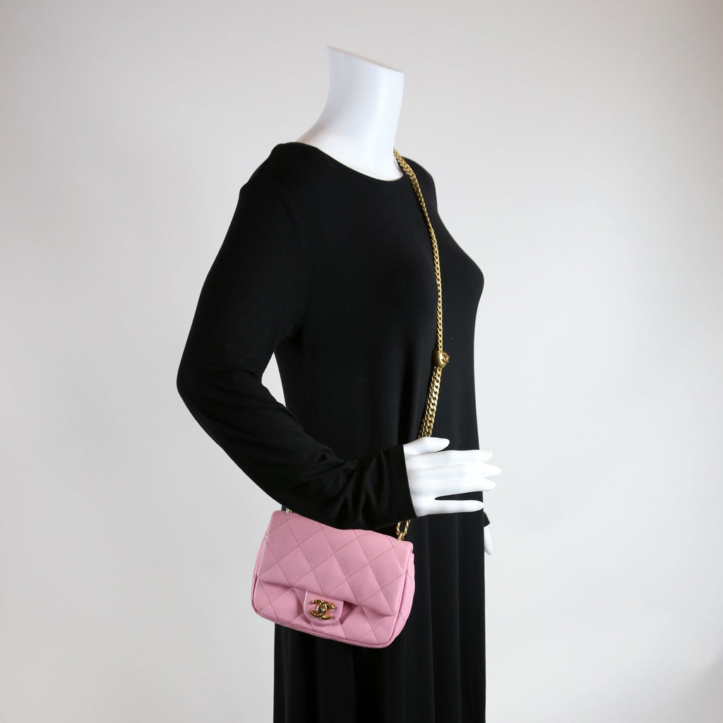 Chanel Classic Flap Mini Sweetheart Chain Caviar RFID Pink