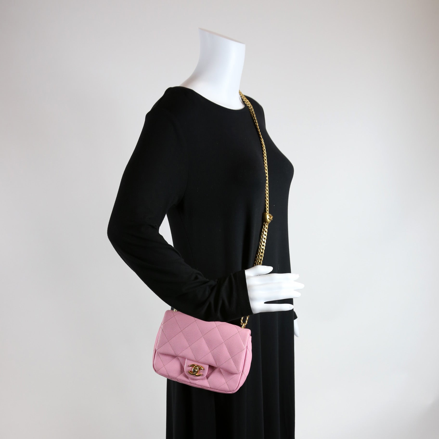Chanel Classic Flap Mini Sweetheart Chain Caviar RFID Pink