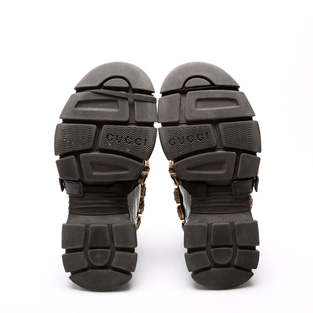 Gucci Flashtrek Jeweled Sneakers Size 36 Silver