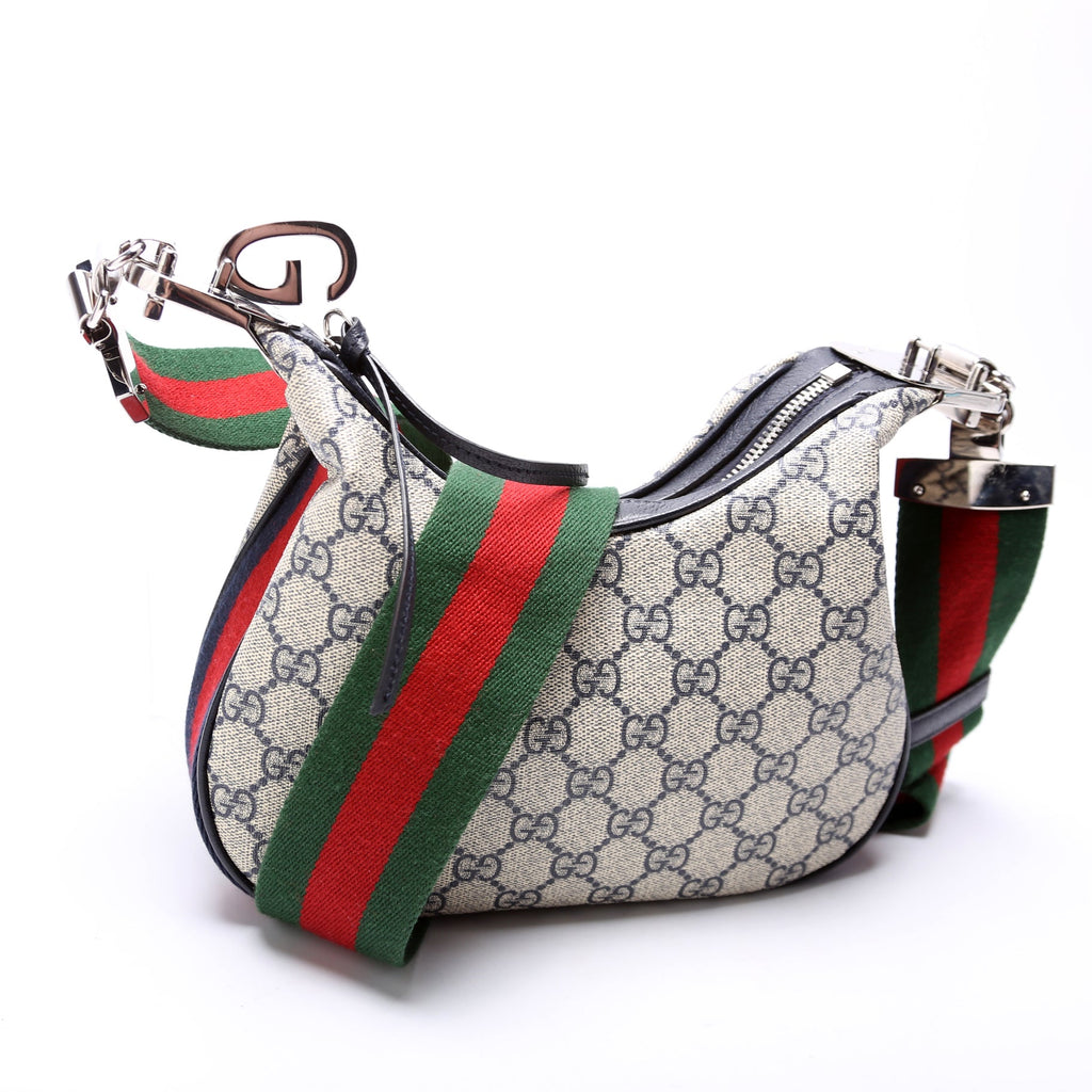 Gucci 699409 GG Supreme Attache Small Shoulder Bag Navy