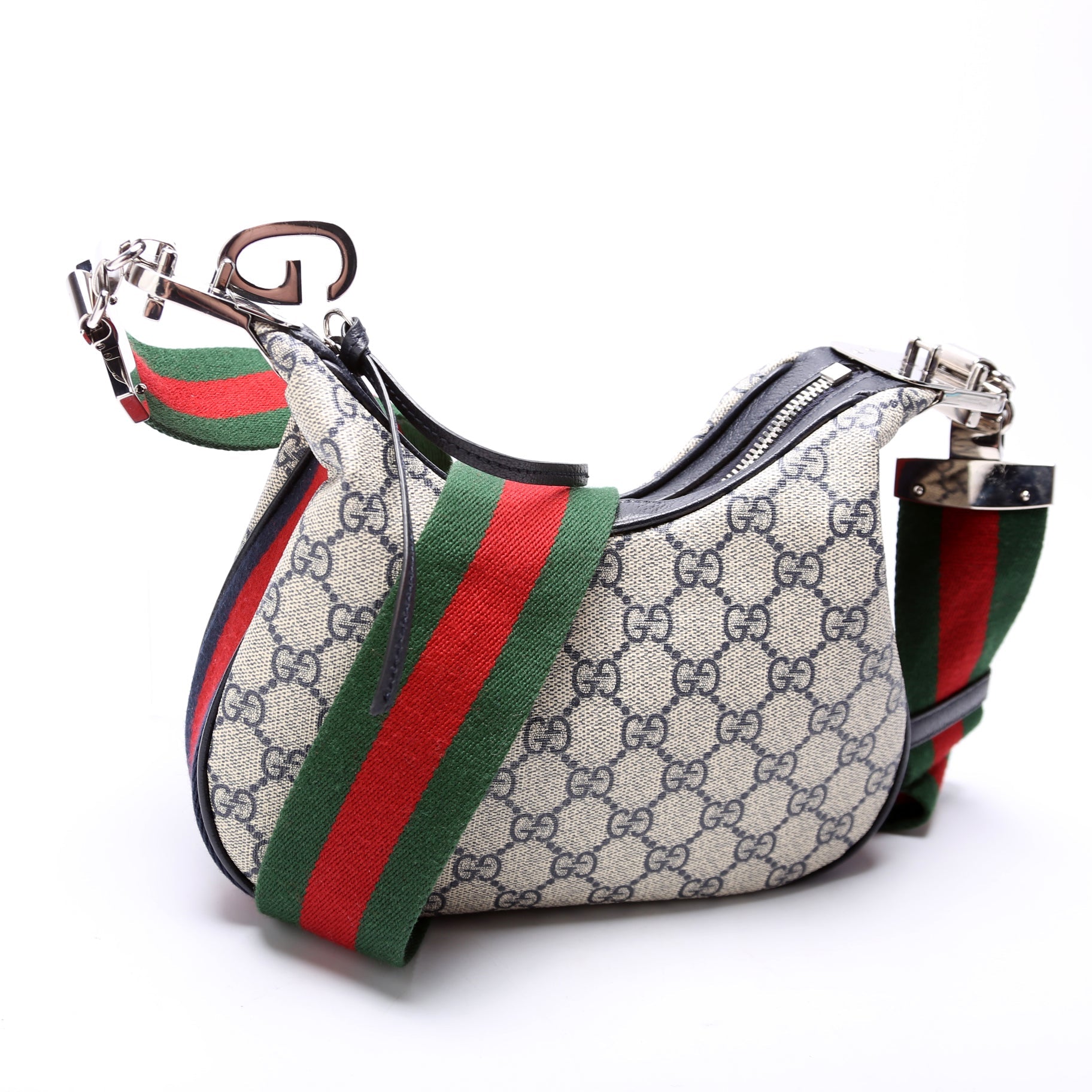 Gucci 699409 GG Supreme Attache Small Shoulder Bag Navy