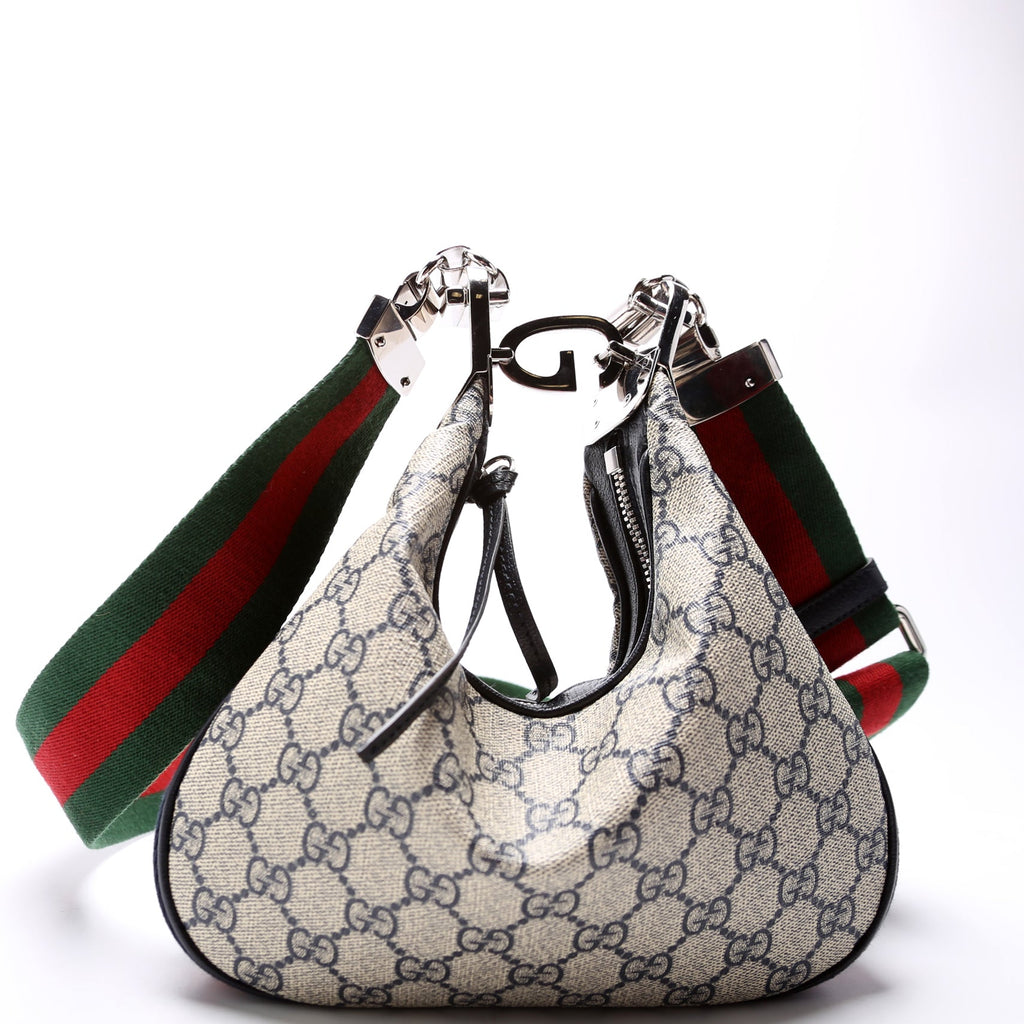 Gucci 699409 GG Supreme Attache Small Shoulder Bag Navy