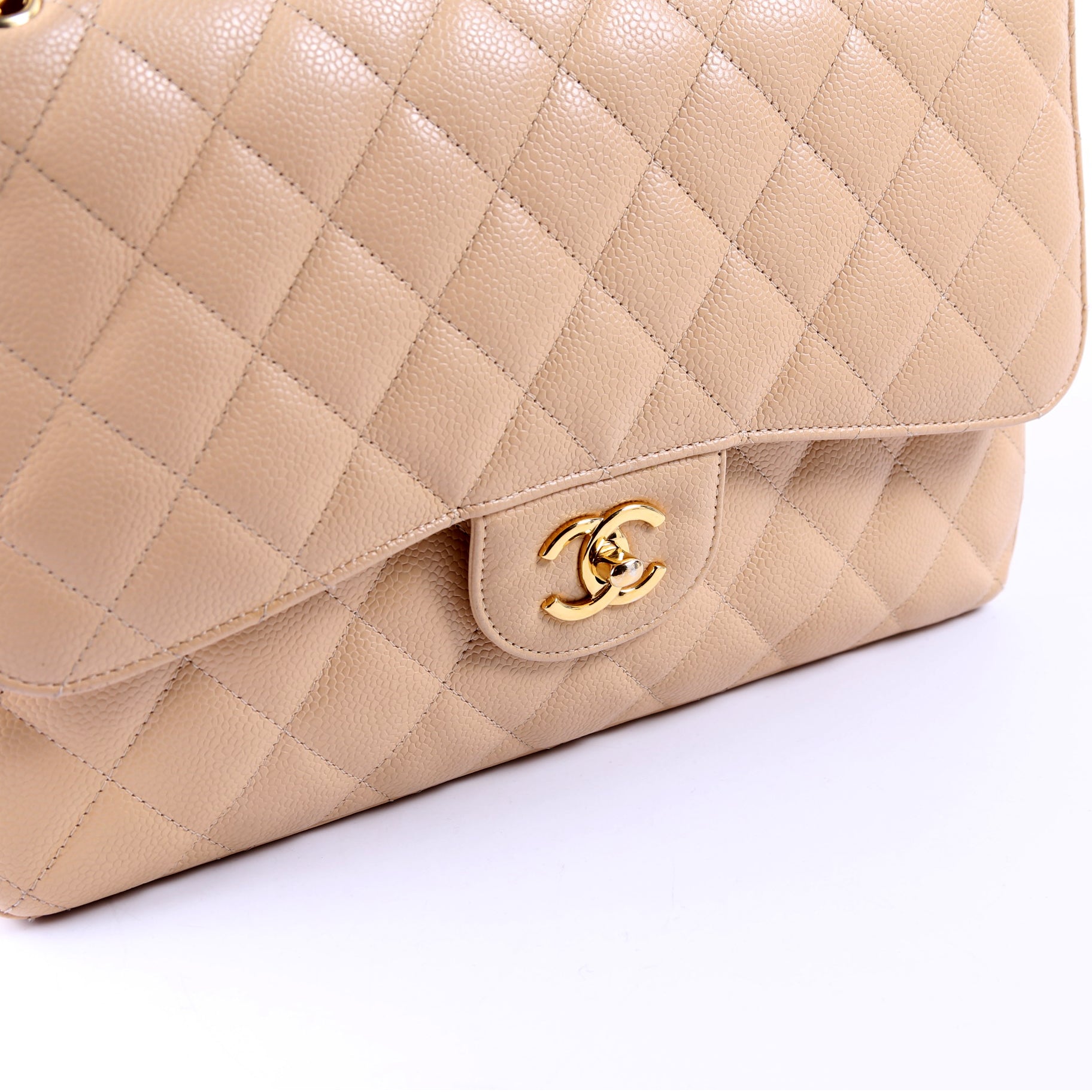 Chanel Classic Flap Jumbo Caviar 30M Tan
