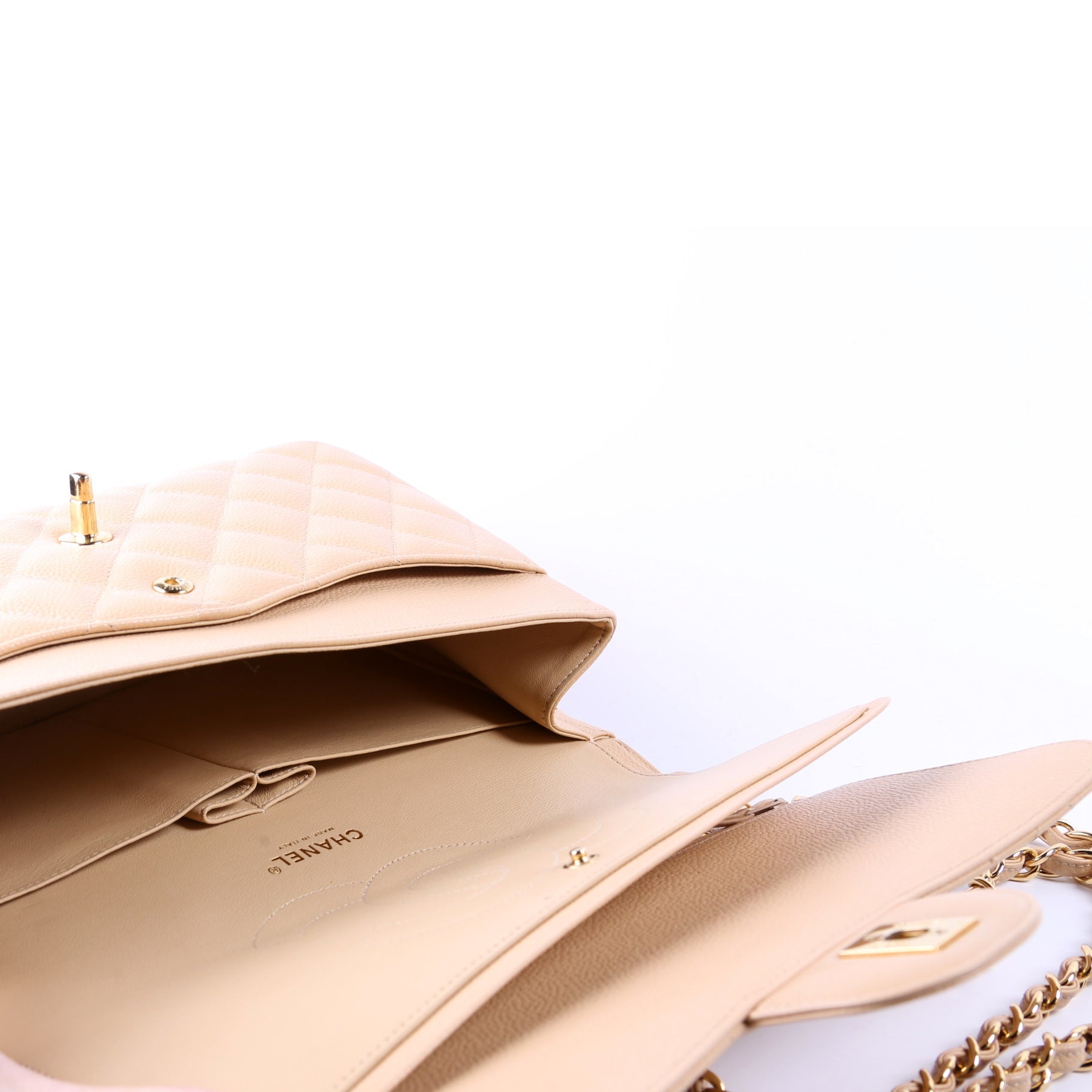 Chanel Classic Flap Jumbo Caviar 30M Tan