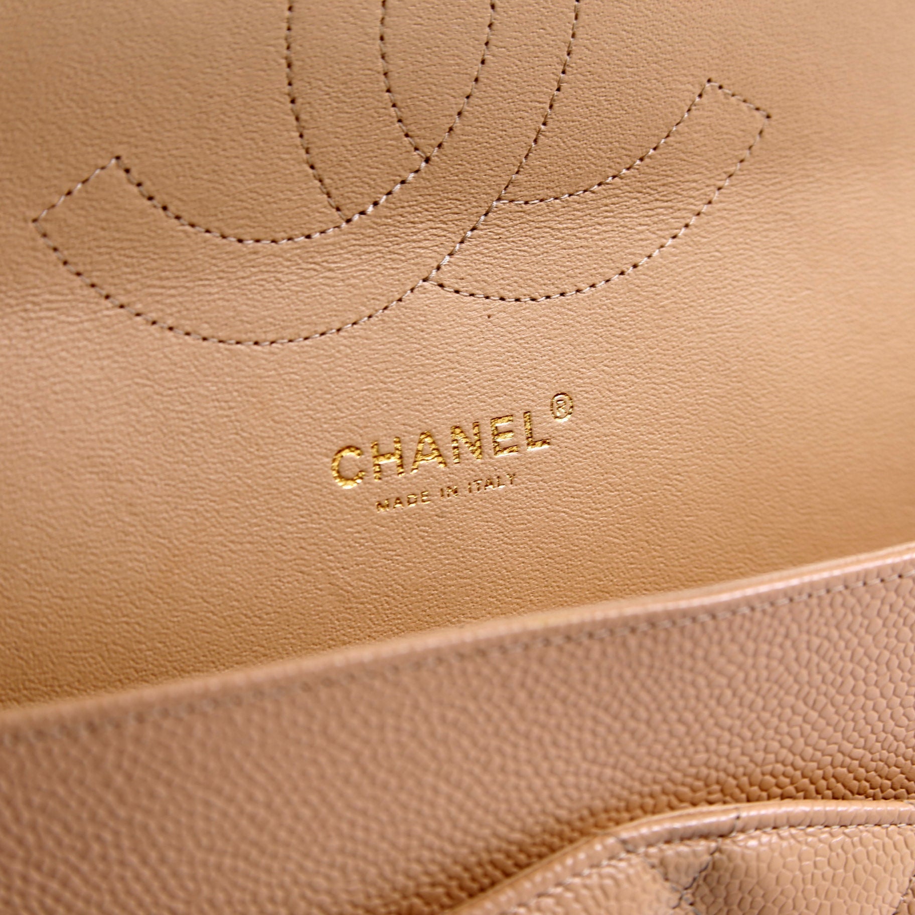 Chanel Classic Flap Jumbo Caviar 30M Tan