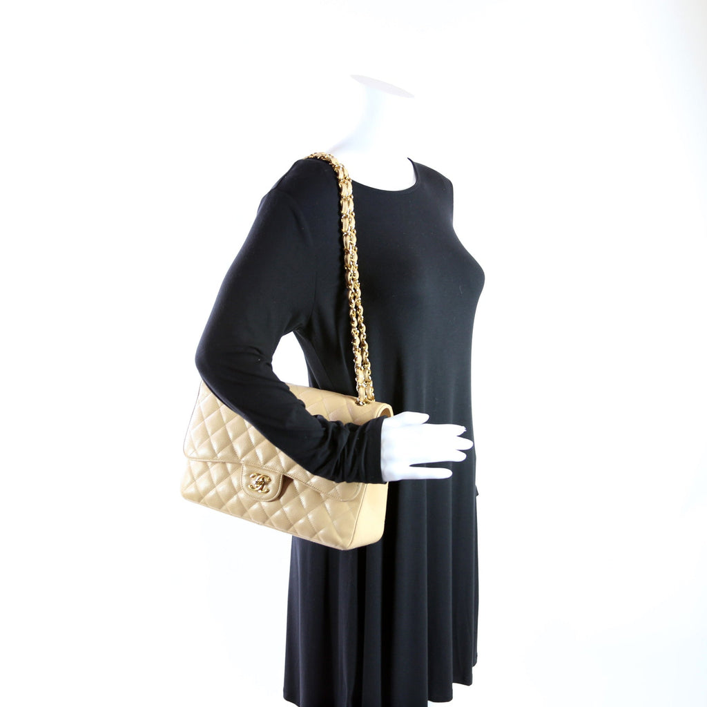Chanel Classic Flap Jumbo Caviar 30M Tan