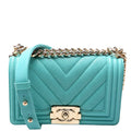 Chanel Boy Flap Small Chevron Caviar 27M Teal