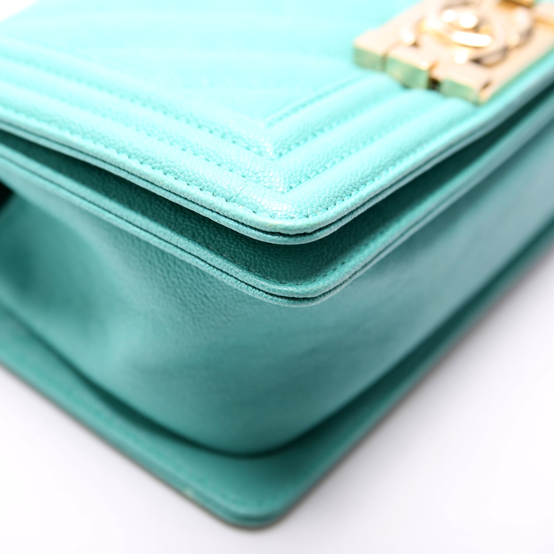Chanel Boy Flap Small Chevron Caviar 27M Teal