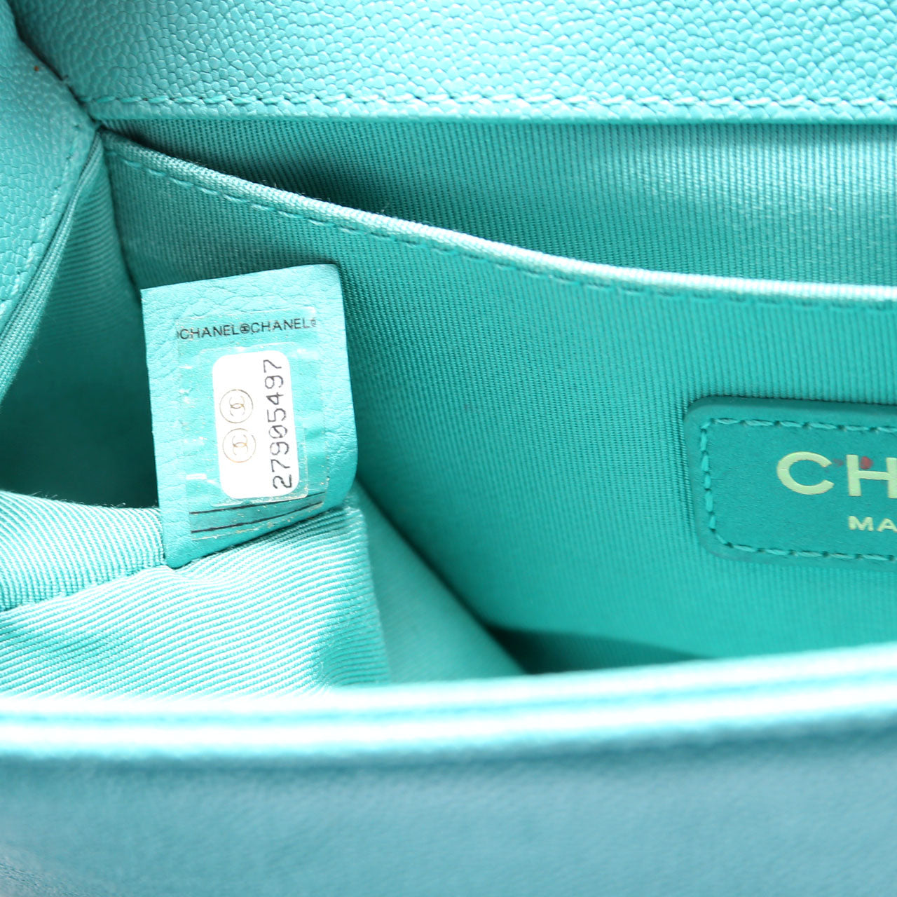 Chanel Boy Flap Small Chevron Caviar 27M Teal