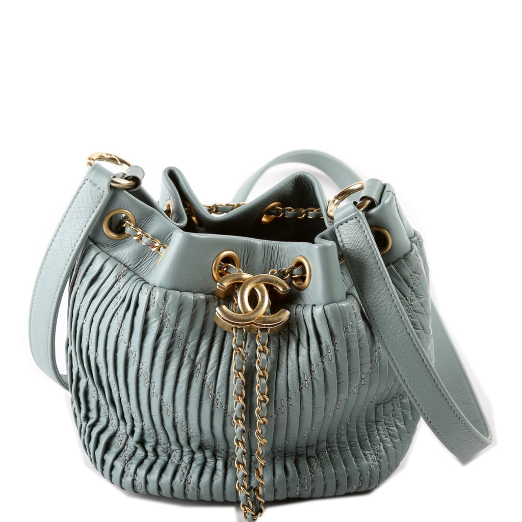 Chanel Coco Pleats Drawstring Bag 24M Blue