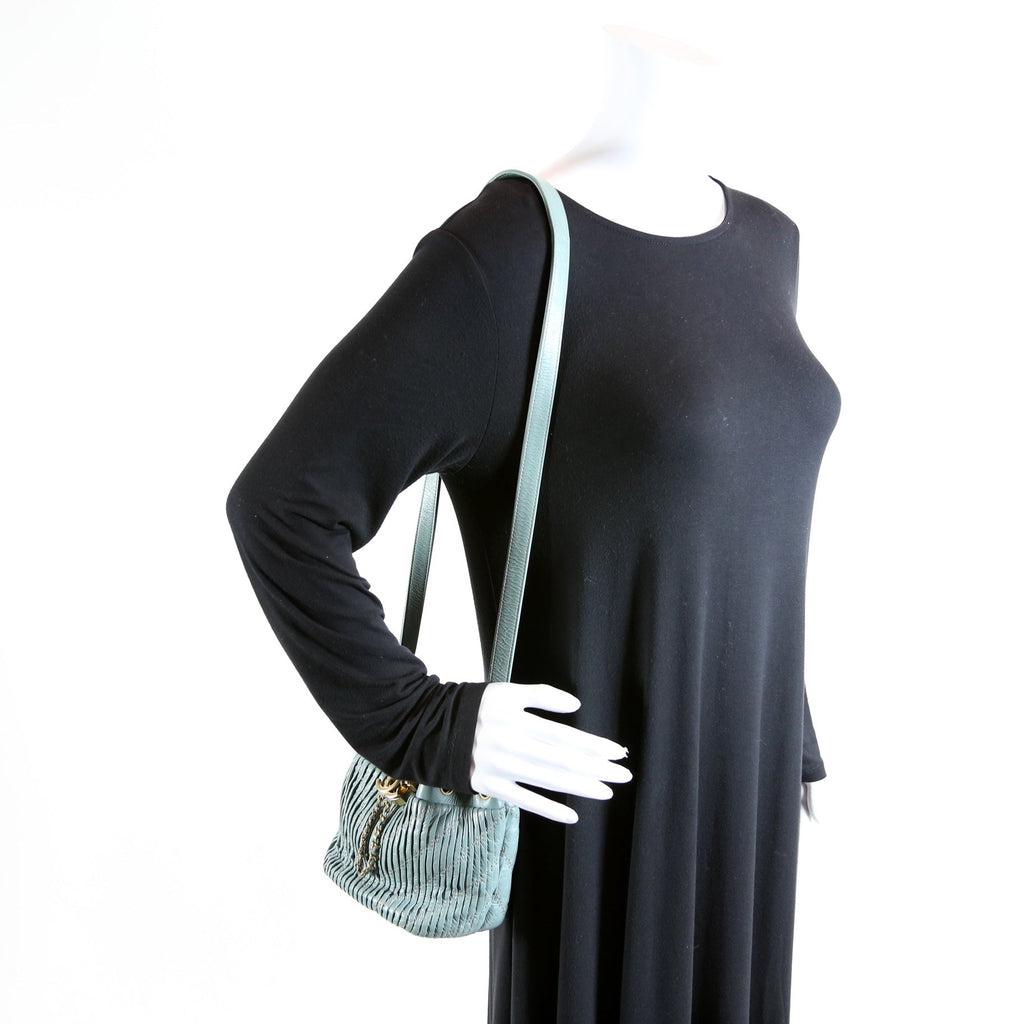 Chanel Coco Pleats Drawstring Bag 24M Blue
