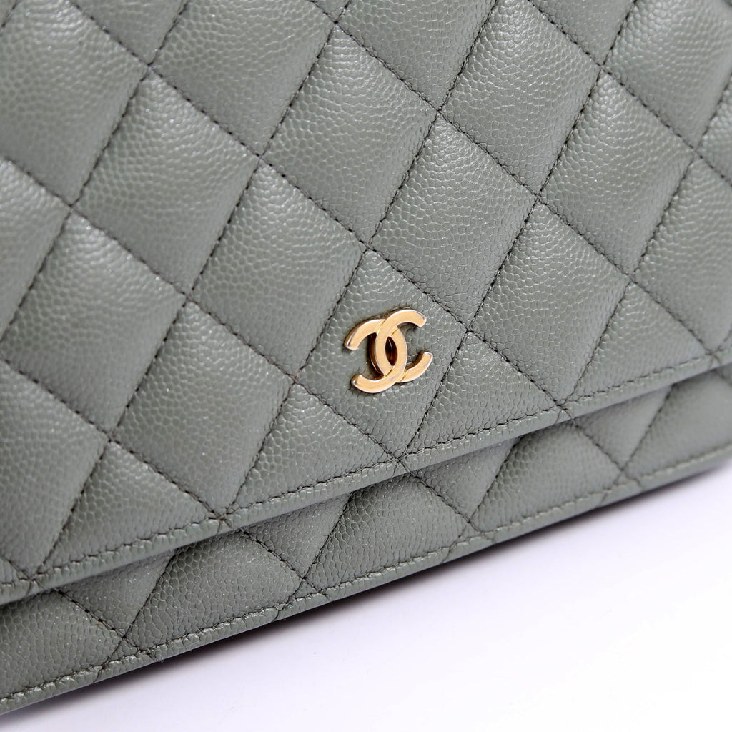 Chanel WOC Classic Quilted Caviar Green