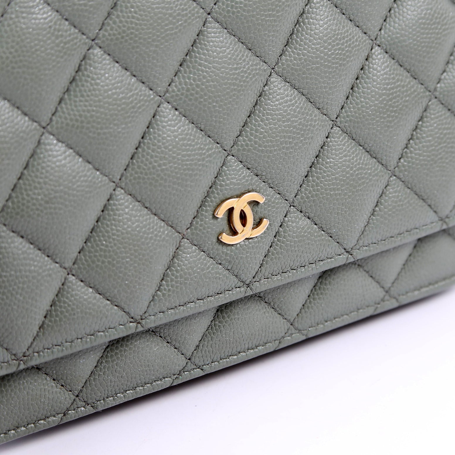 Chanel WOC Classic Quilted Caviar Green