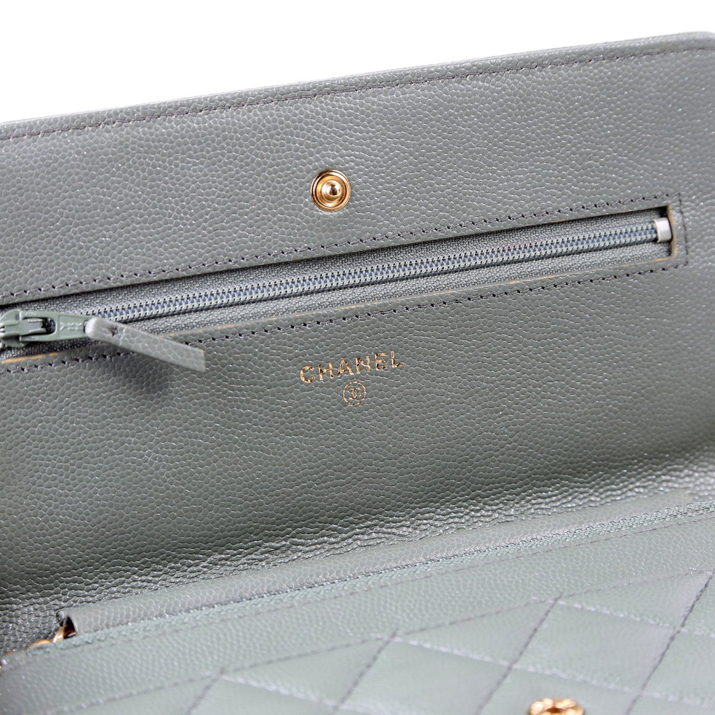 Chanel WOC Classic Quilted Caviar Green