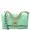 Chanel 19 Medium Flap Quilted Goatskin 30M Green