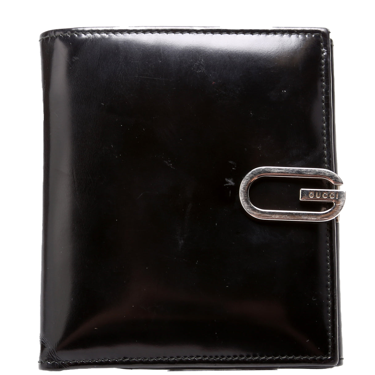 Gucci DRAFT 035-1147 Brushed Leather Compact Wallet Black