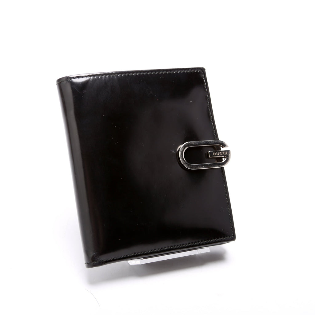 Gucci DRAFT 035-1147 Brushed Leather Compact Wallet Black