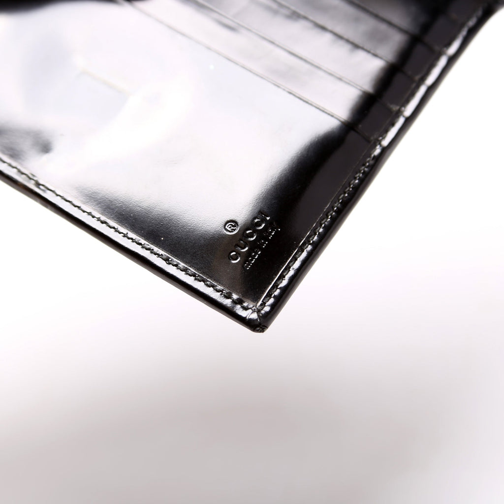 Gucci DRAFT 035-1147 Brushed Leather Compact Wallet Black
