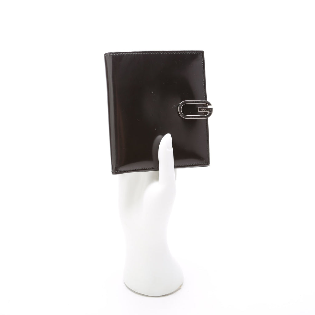 Gucci DRAFT 035-1147 Brushed Leather Compact Wallet Black