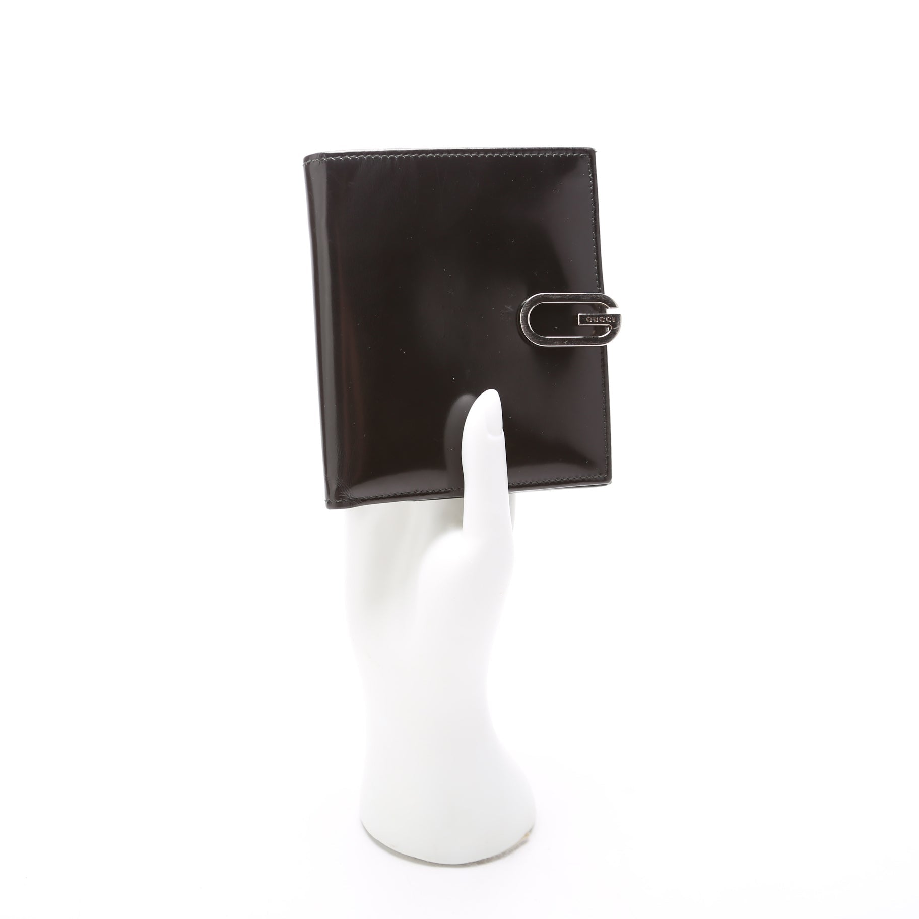 Gucci DRAFT 035-1147 Brushed Leather Compact Wallet Black