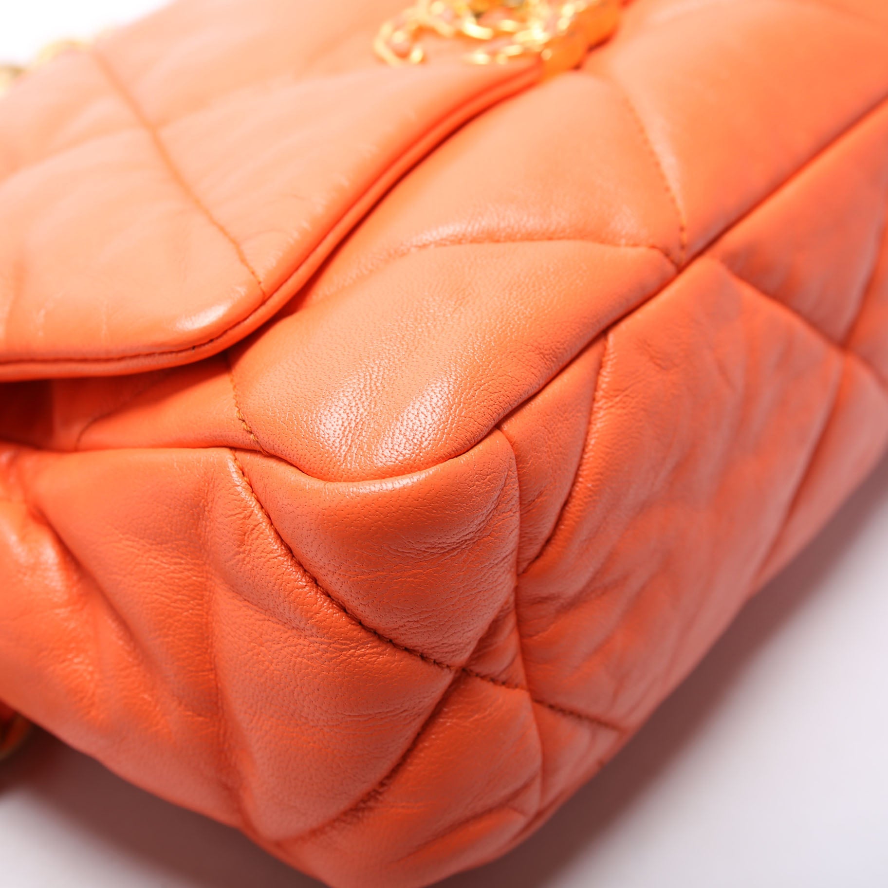 Chanel Quilted Goatskin 19 Medium Flap 29M Orange