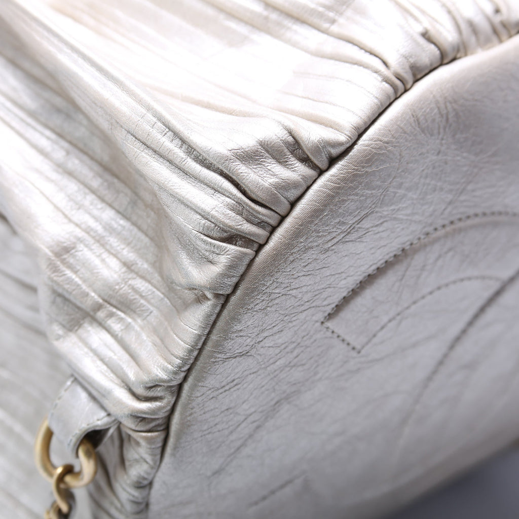 Chanel Coco Pleats Drawstring Iridescent Bag 25M Gold