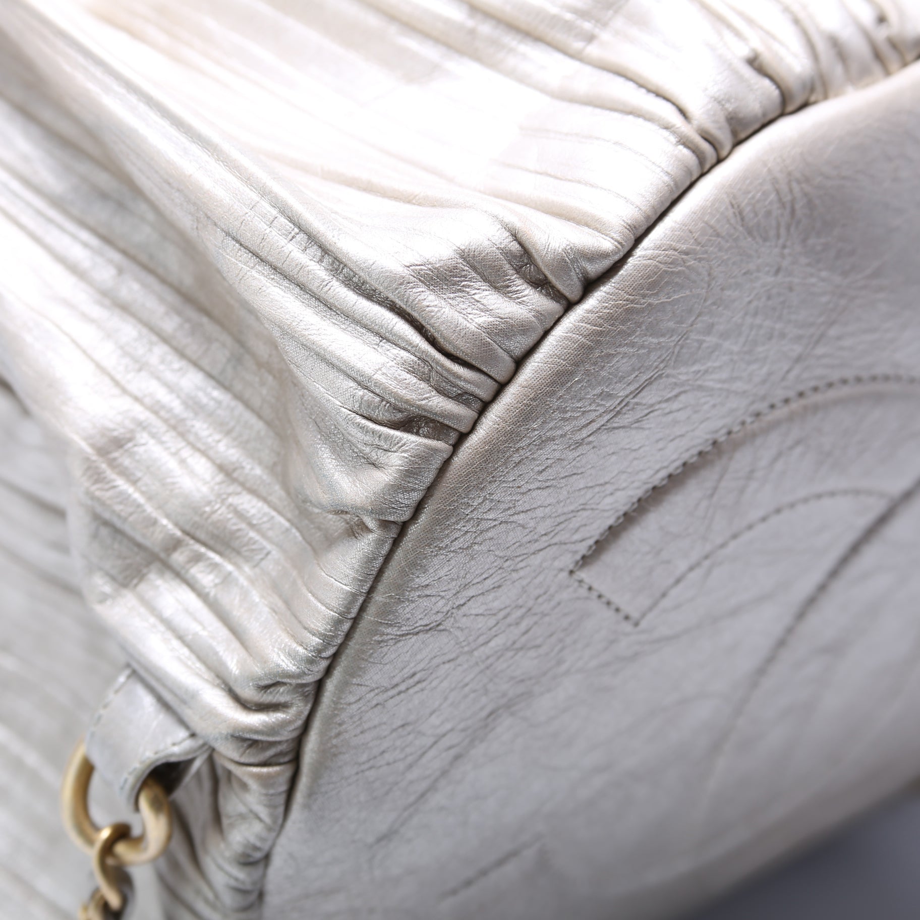 Chanel Coco Pleats Drawstring Iridescent Bag 25M Gold
