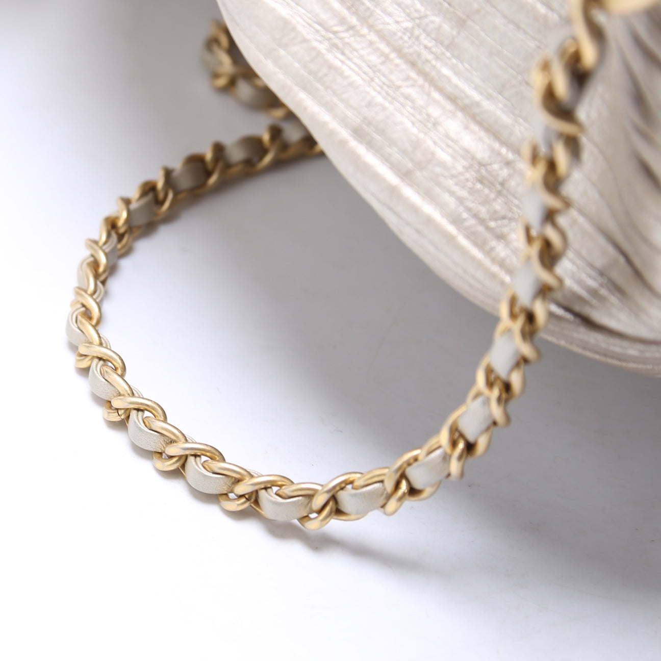 Chanel Coco Pleats Drawstring Iridescent Bag 25M Gold