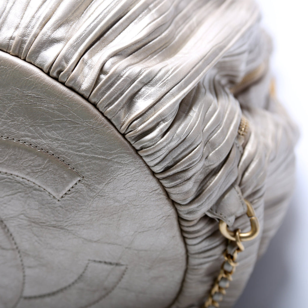 Chanel Coco Pleats Drawstring Iridescent Bag 25M Gold