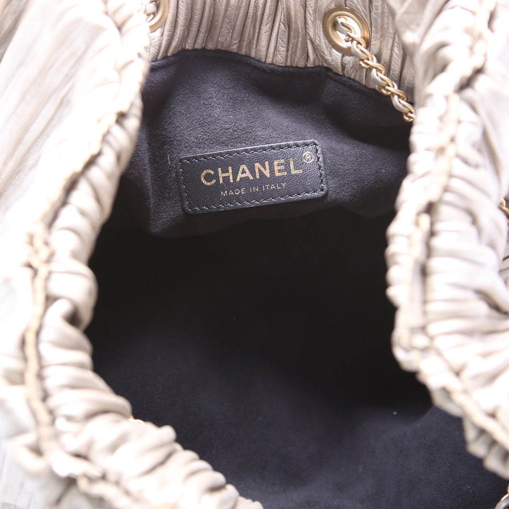 Chanel Coco Pleats Drawstring Iridescent Bag 25M Gold