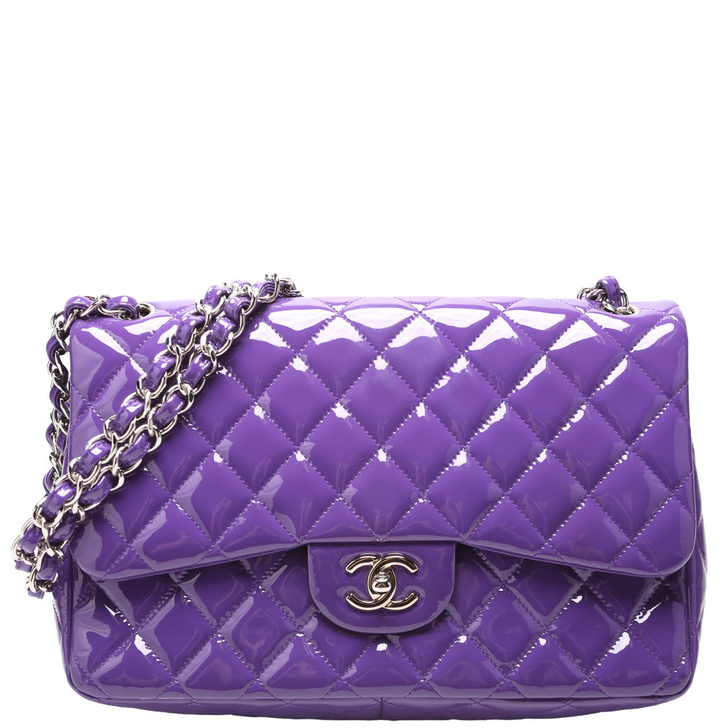 Chanel Classic Flap Jumbo Patent 21M Purple